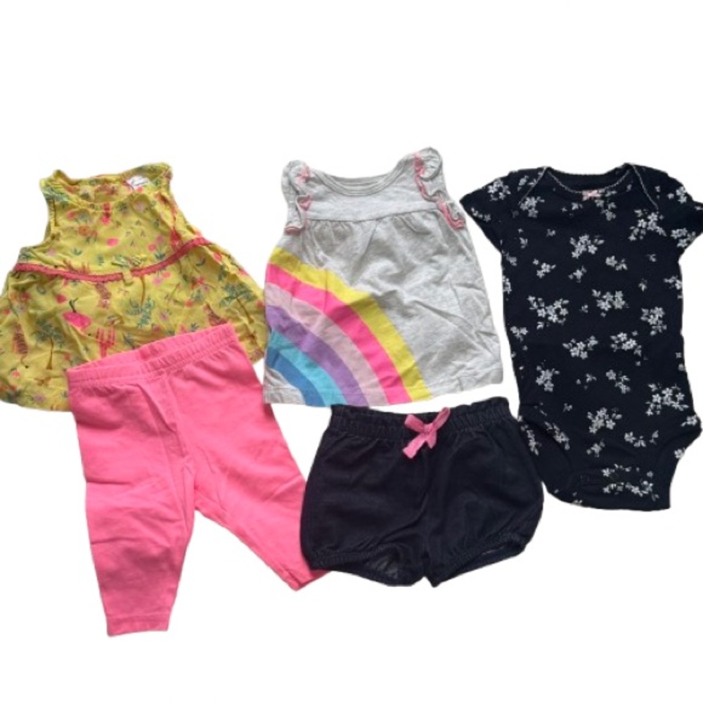 Carter's Yellow and Pink One Pieces Floral Bodysuit Set - NEW NO TAGS